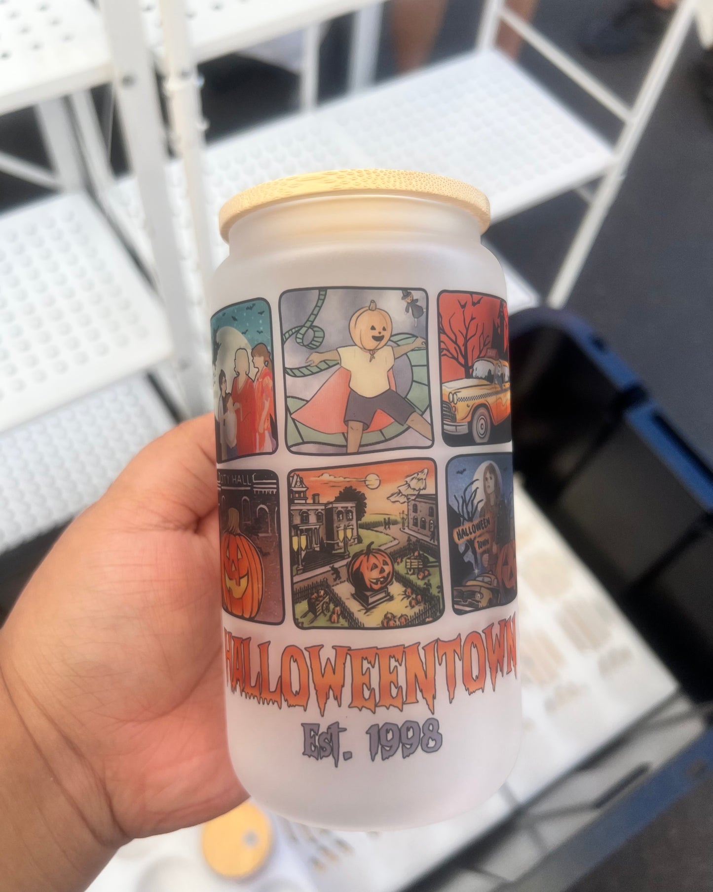 Halloween Town 16oz Glass Cup
