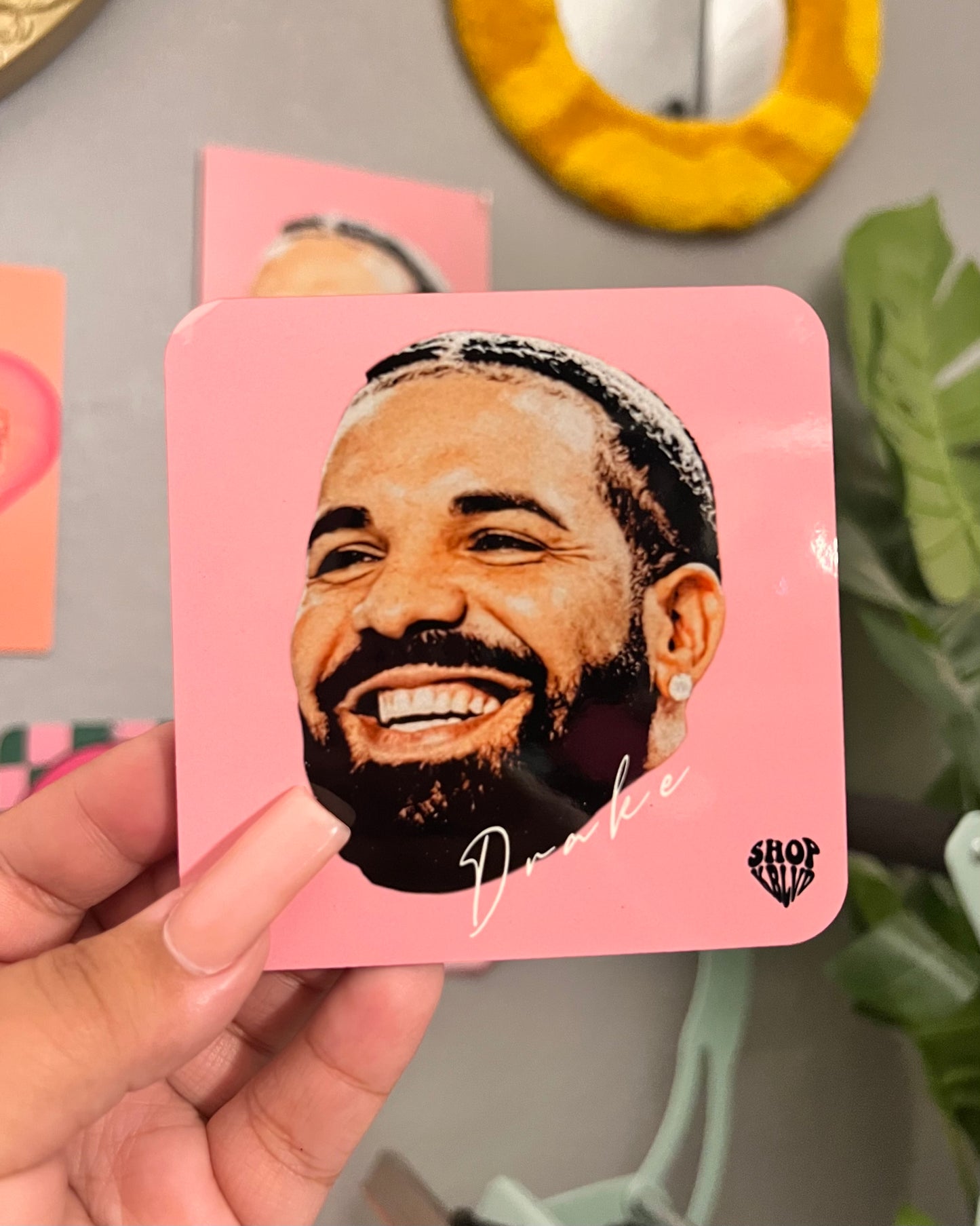 Pink 4" Cork Coaster