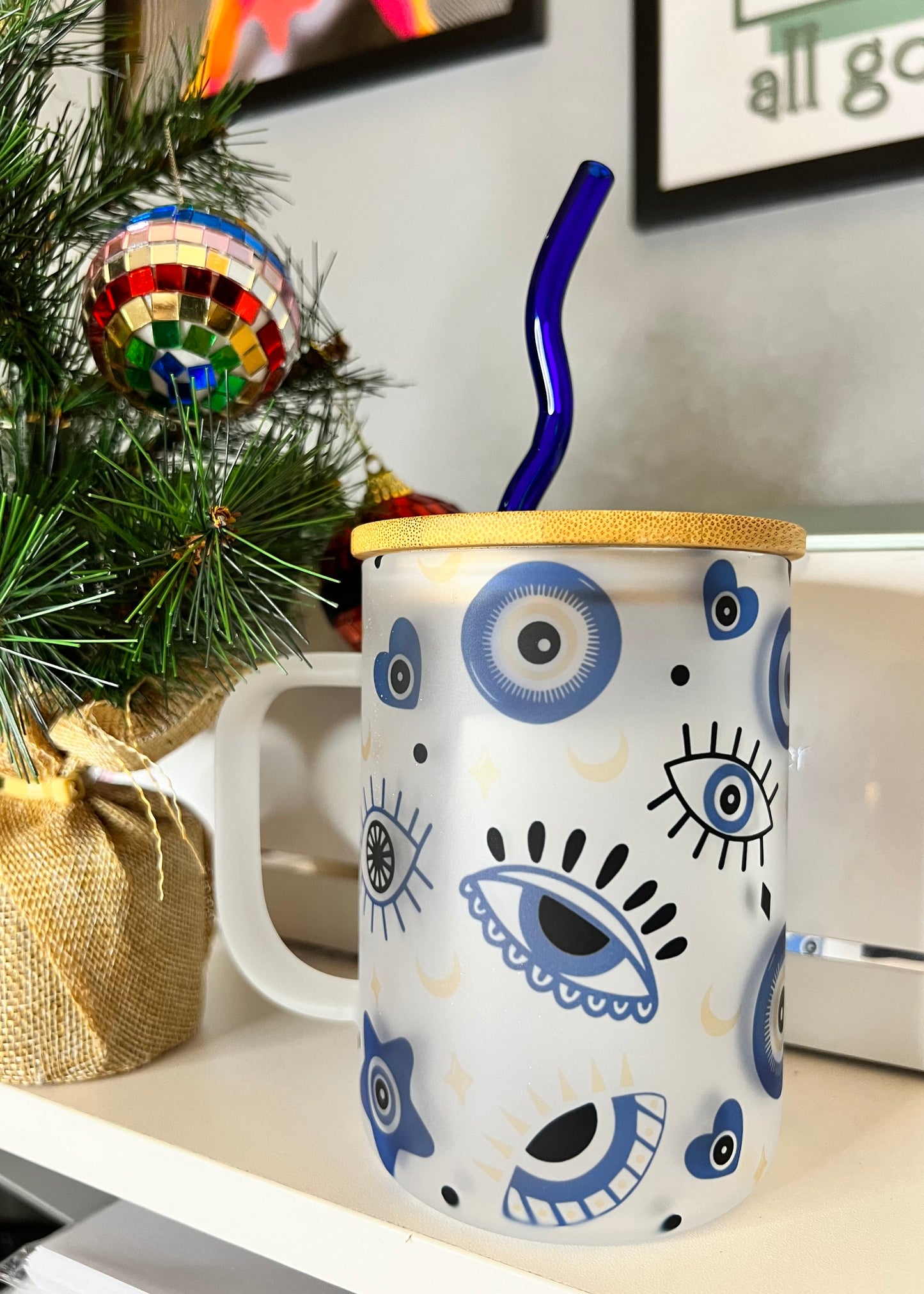 Ojitos 17oz Glass Mug