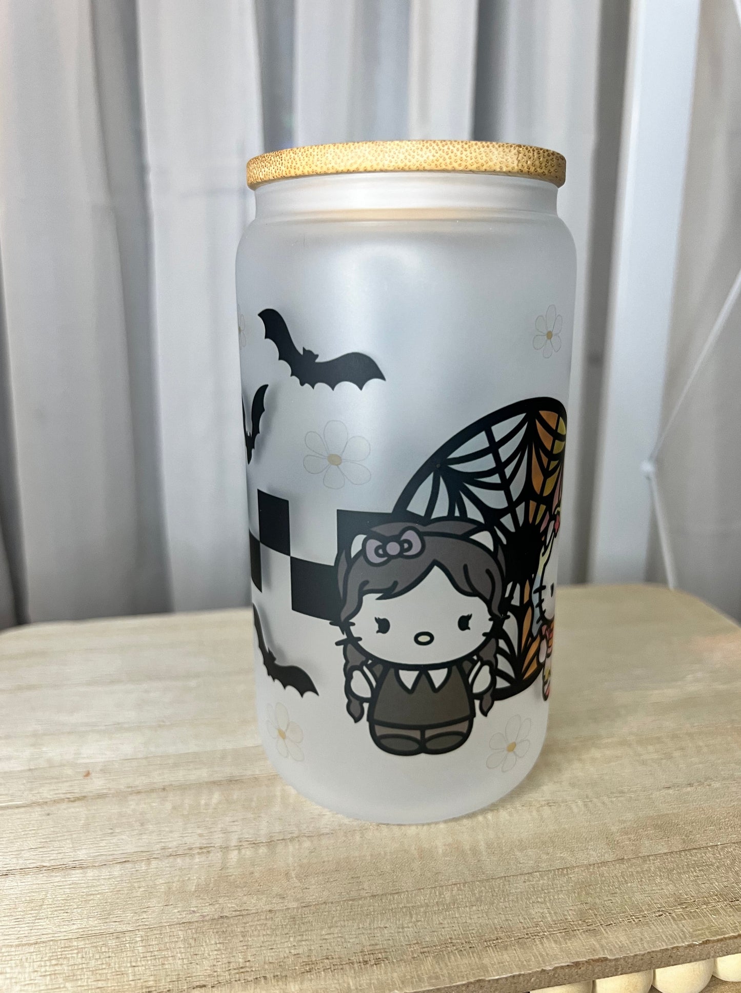 Wednesday Kitty 16oz Glass Cup
