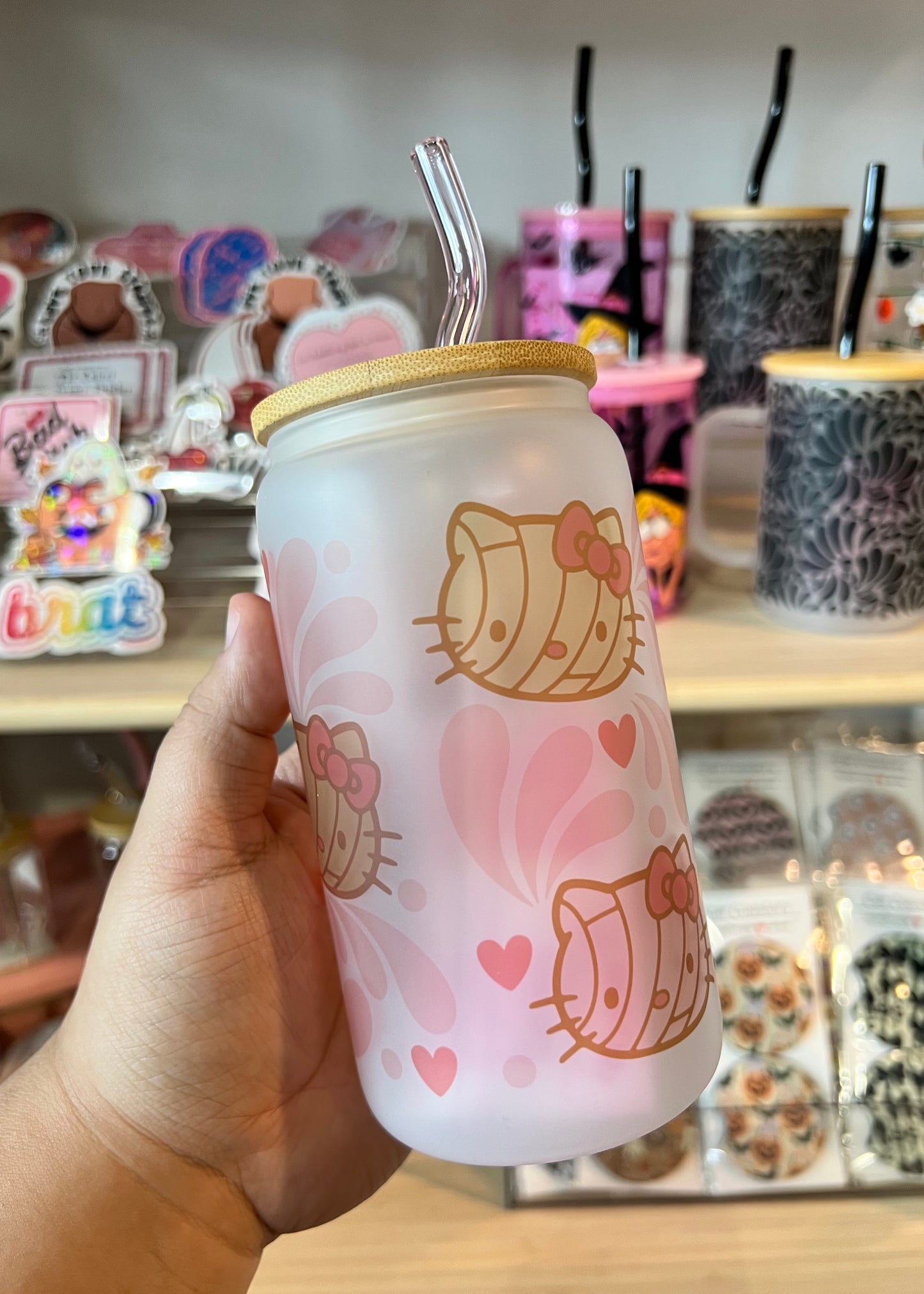 Kitty Conchas 16oz Glass cup