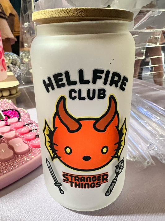 Hell Fire Kitty 16oz Glass Cup