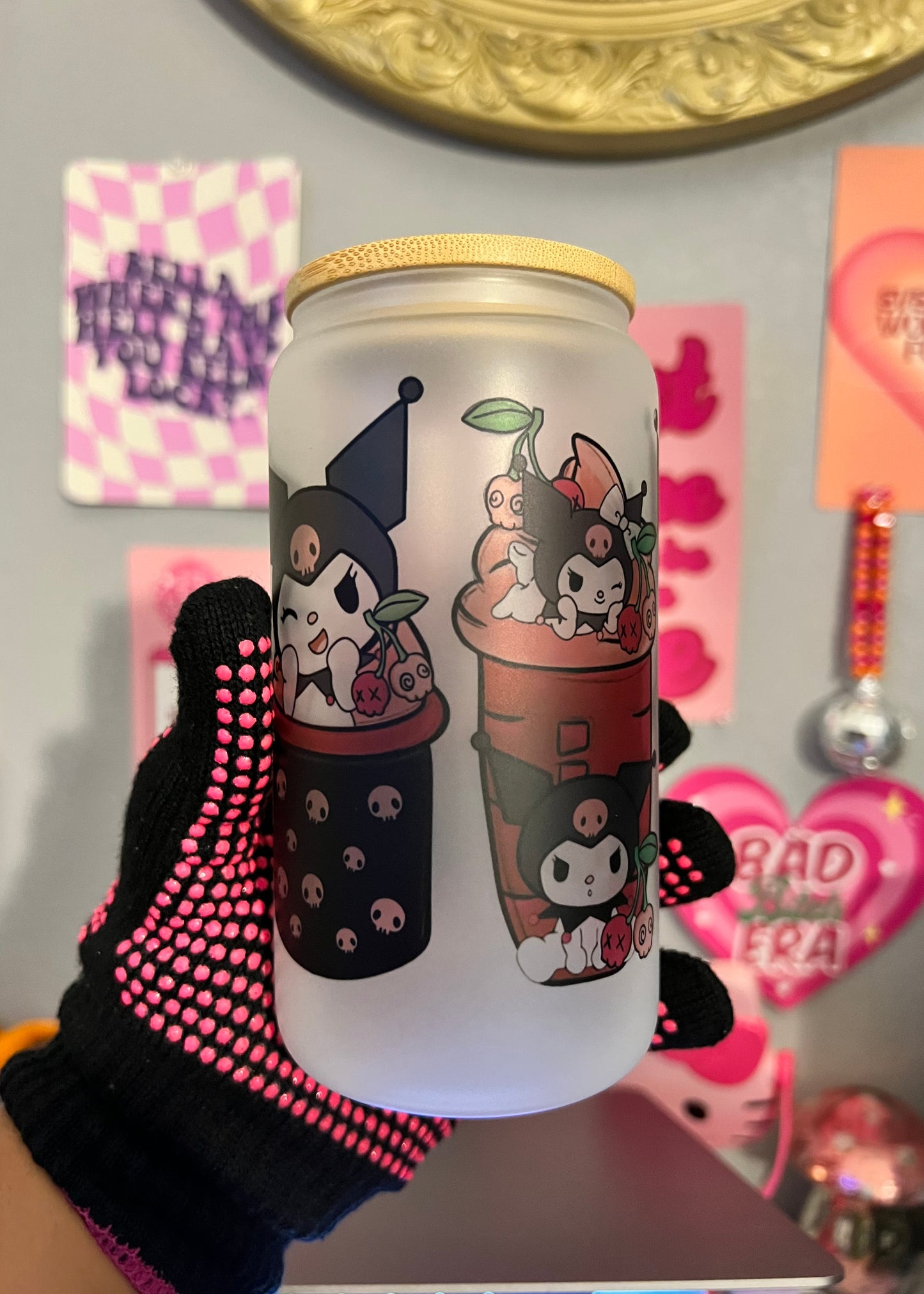 Kuromi Cherry Bomb 16oz Glass Cup