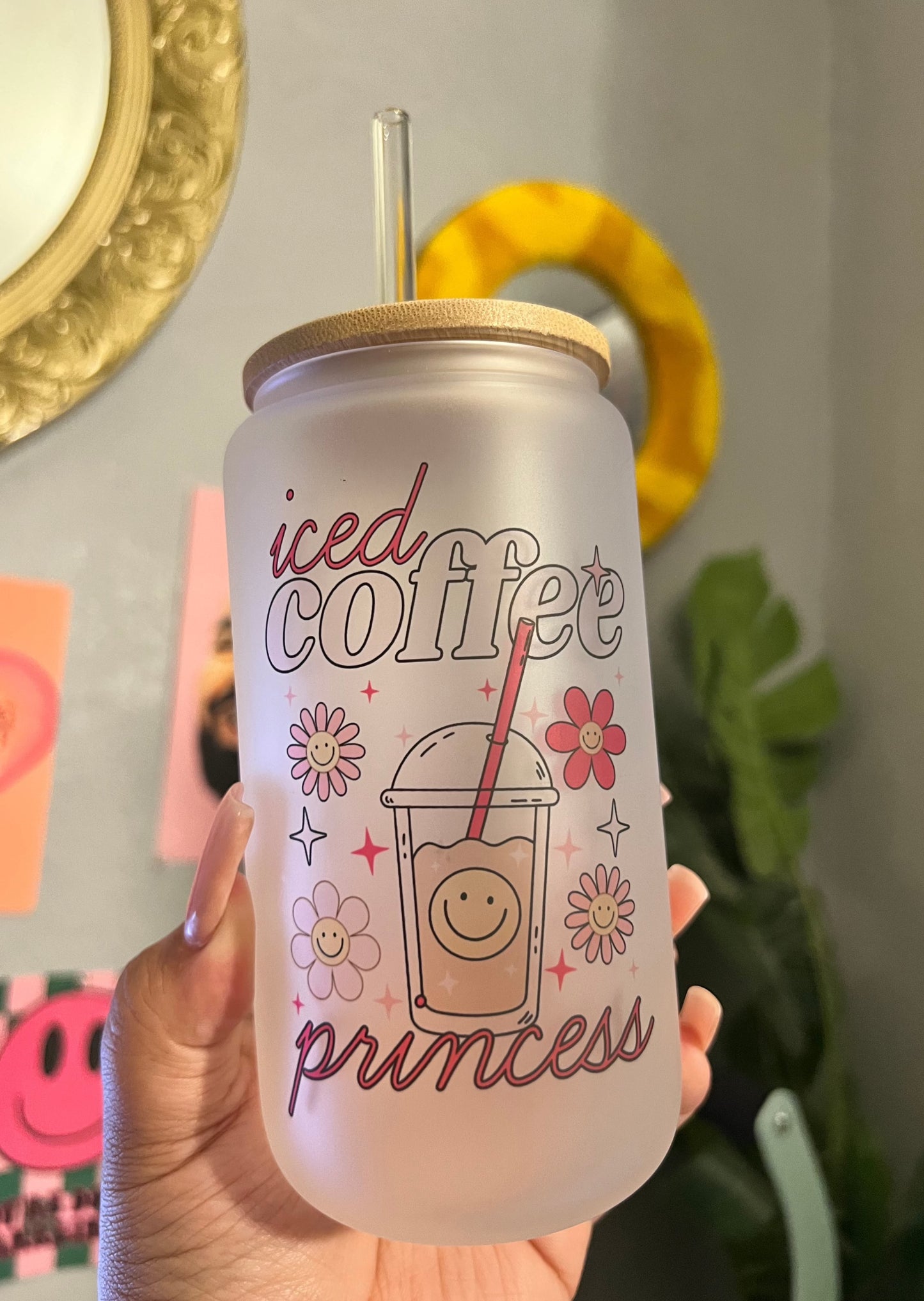 Ice Coffee Princess 16oz Glass cup