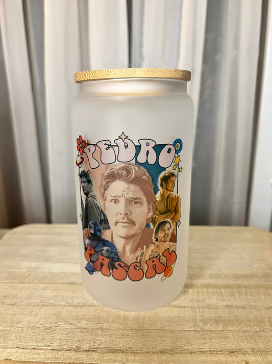 Pedro Pascal 16oz Glass Cup