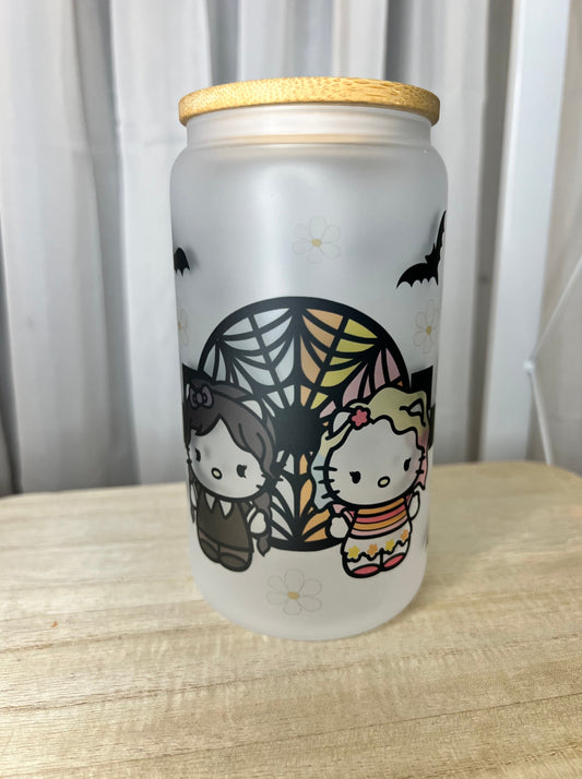 Wednesday Kitty 16oz Glass Cup