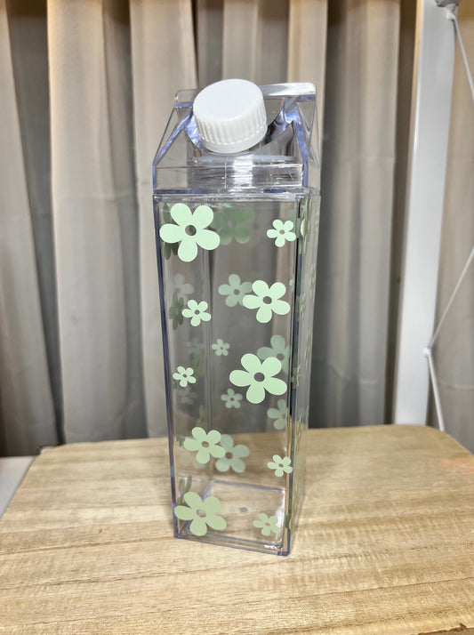 Daisy Flower Milk Carton Water Bottle