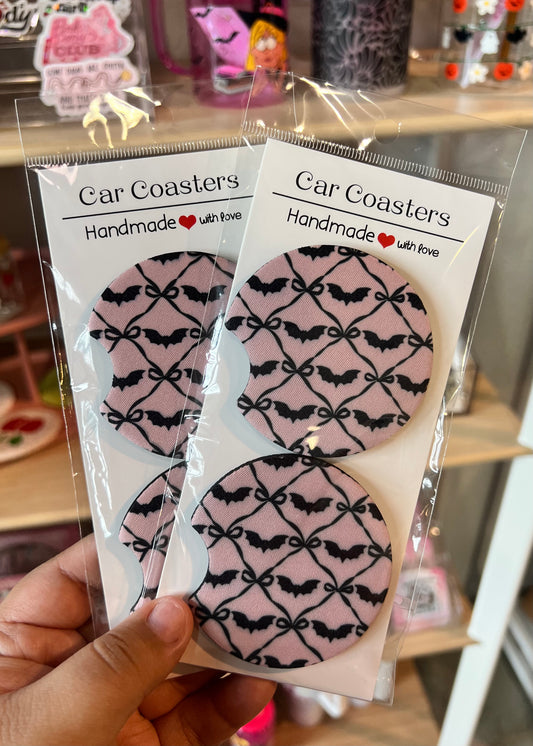 Bats and Bows Car Coaster Set