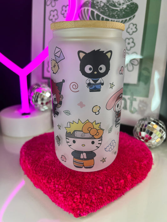 Anime Kitty 16oz Glass cup