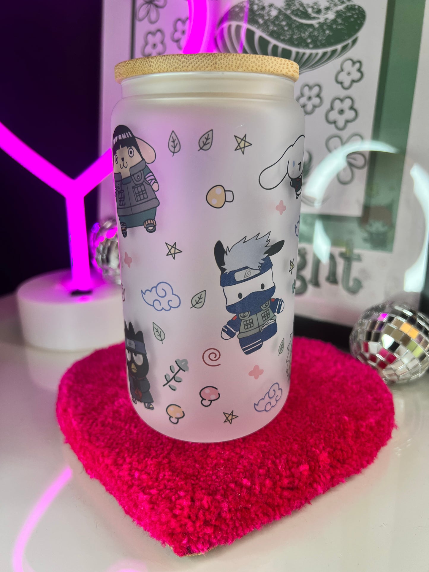 Anime Kitty 16oz Glass cup
