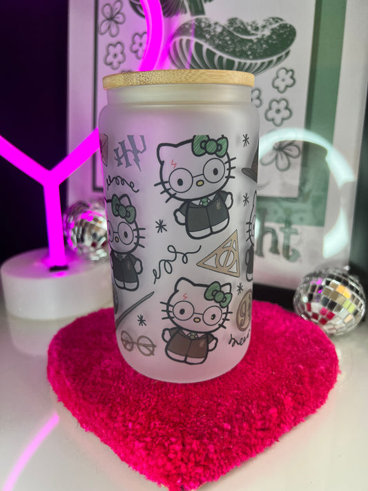 Wizard Kitty 16oz Glass cup