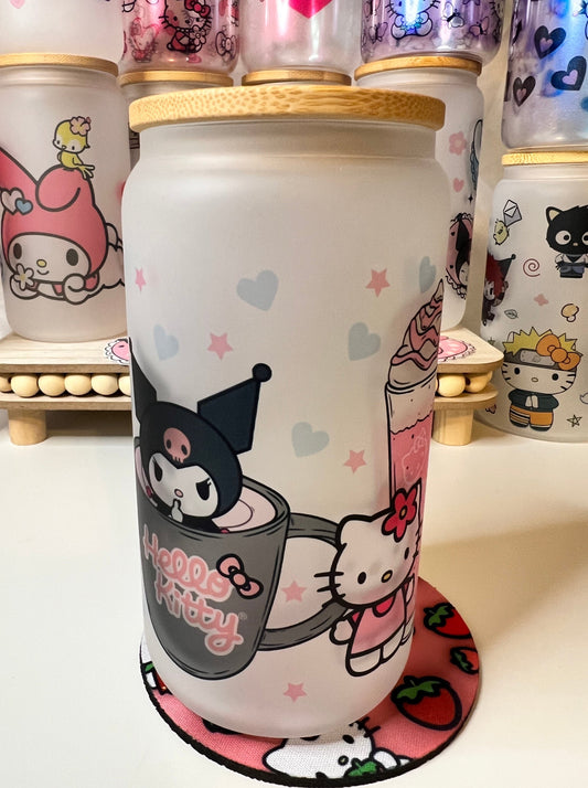 Kitty and Friends Cups 16oz Glass cup