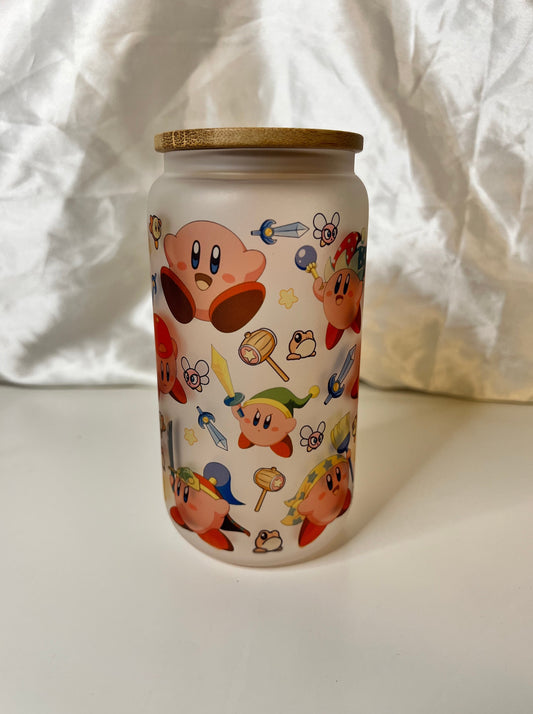 Cute Kirby 16oz Glass Cup
