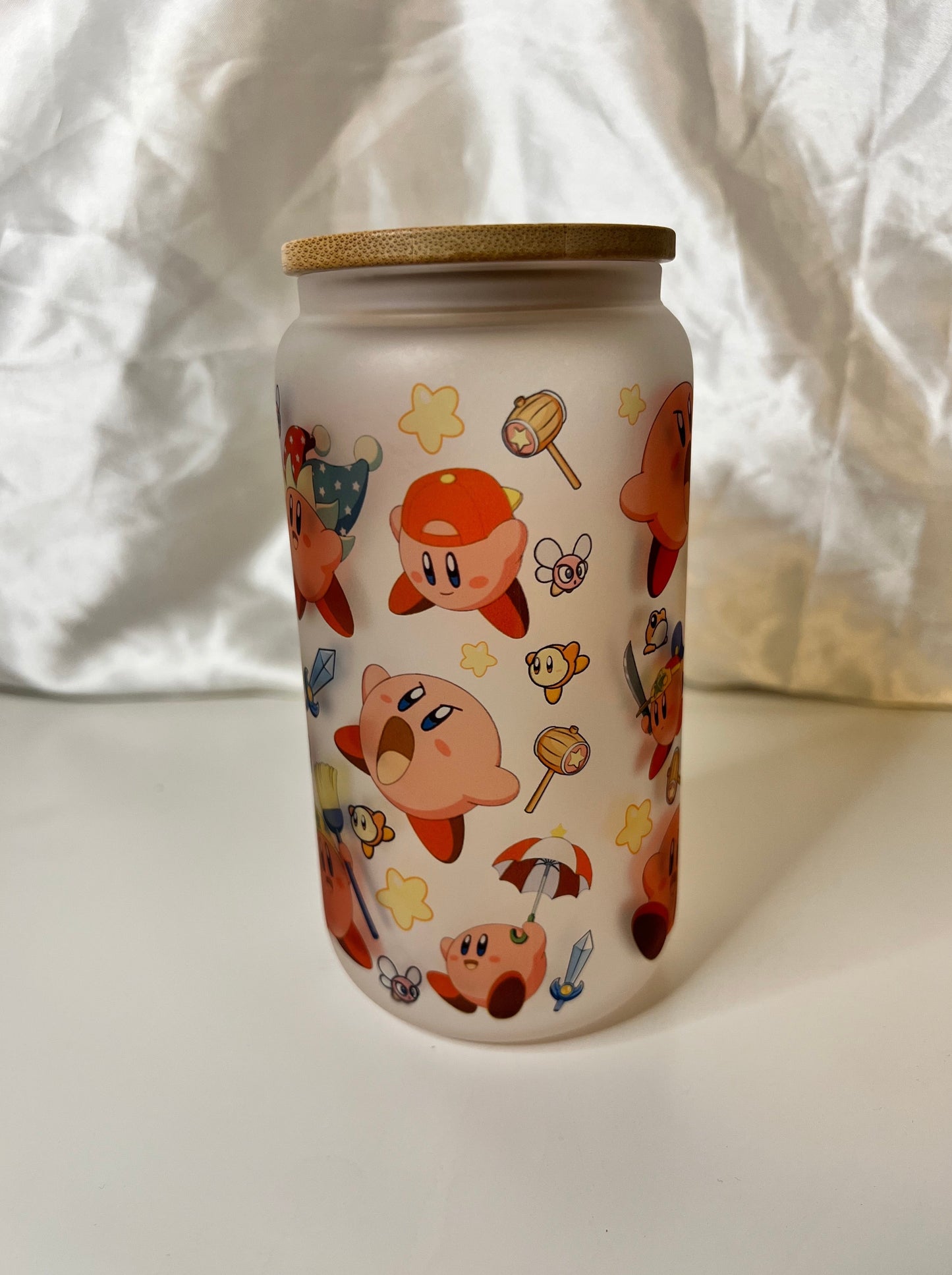 Cute Kirby 16oz Glass Cup