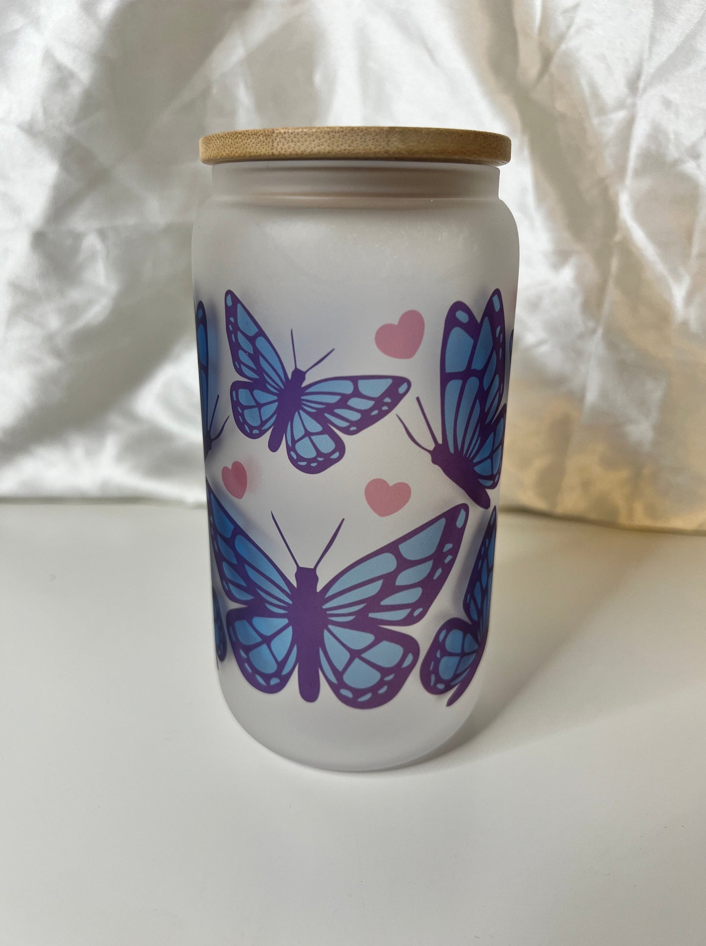 Spring Butterfly 16oz Glass Cup