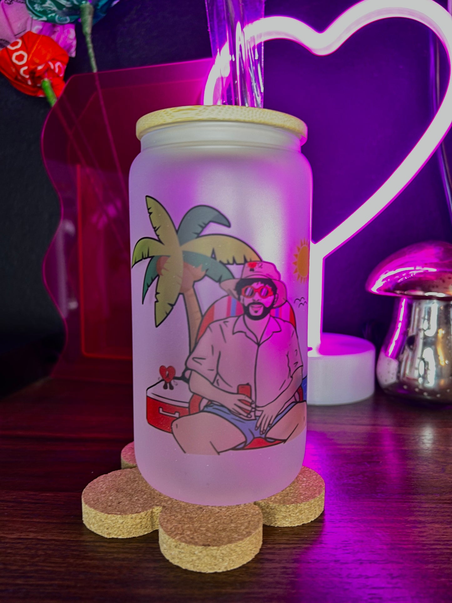 Beach Bunny 16oz Glass cup